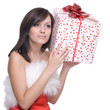 Woman in santa dress with gifts