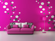 Pink sofa and lamp