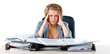 Frustrated businesswoman with folders