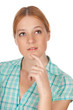 Portrait of beautiful young girl listening
