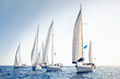 Sailing ship yachts with white sails