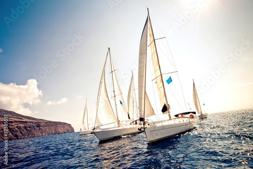 Photo: Sailing ship yachts with white sails Sailing ship yachts with white sails