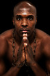 Attractive Thirties Bald Black Man Shirtless with Chain Attractive Thirties Bald Black Man Shirtless with Chain