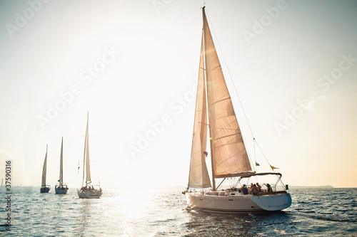 Photo: Sailing ship yachts with white sails Sailing ship yachts with white sails