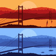 Bridge in Arabic city landscape background illustration