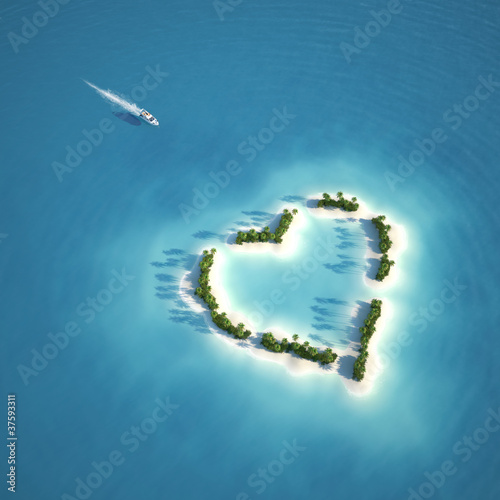Illustration: paradise heart shaped island paradise heart shaped island