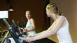 Women talking in fitness center