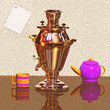 Composition from objects for tea drinking