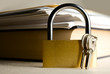 Key lock against the background of paper