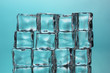 Ice cubes on blue background