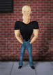 Bad guy standing in front of a brick wall