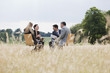 Business people having meeting outdoors