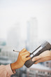 Foto: Woman writing signature on electronic device Woman writing signature on electronic device