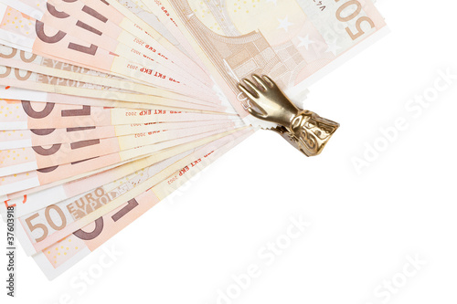 Photo: Billetes de euro sujetos por una mano Billetes de euro sujetos por una mano