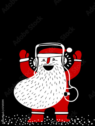 Vector: santa with headphones santa with headphones