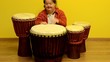 down syndrome woman play in djembe down syndrome woman play in djembe