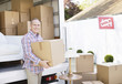 Man unloading box from moving van