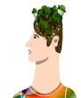Illustration: man with trees in head man with trees in head