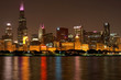 Chicago Downtown at windy city at night time Chicago Downtown at windy city at night time