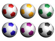 Colorful soccer balls isolated on white background