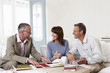 Interior designer showing samples to customers