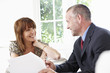 Financial advisor talking to customer