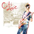 Vector: teenager girl playing guitar in city background teenager girl playing guitar in city background