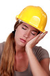 Tired construction worker