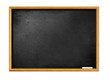 Foto: blank black board with wooden frame and piece of chalk blank black board with wooden frame and piece of chalk