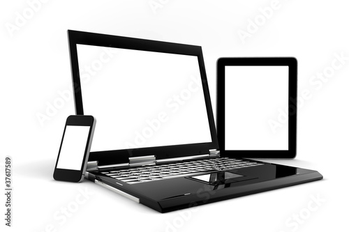 Illustration: Phone, PC and tablet isolated Phone, PC and tablet isolated