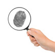 Magnifying glass in hand and fingerprint