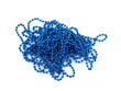 Blue christmas garland on white