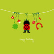 Hanging Ladybug & Symbols "Happy Birthday"