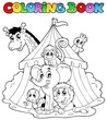 Coloring book animals in tent Coloring book animals in tent