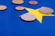 Euro Coins on EU Flag