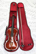 Violin case notes. Classical musical instrument