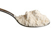 White wheat flour powder in a spoon White wheat flour powder in a spoon