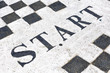 Start label on jogging lane in park