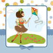 cute teens who are playing with a kite