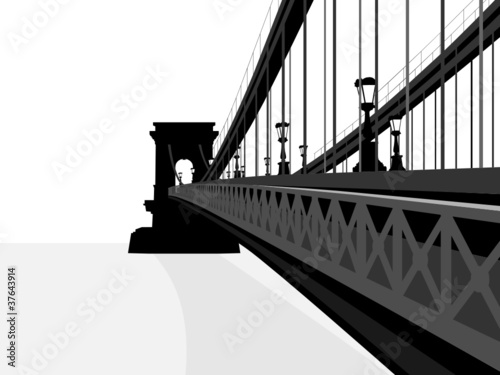 Vektor: Isolated chain bridge silhouette illustration Isolated chain bridge silhouette illustration