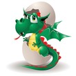 Vector: Drago Cucciolo Uovo-Baby Dragon Cartoon on Egg-2012 Drago Cucciolo Uovo-Baby Dragon Cartoon on Egg-2012