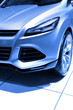 Photo: Front end of concept car in blue color tone Front end of concept car in blue color tone