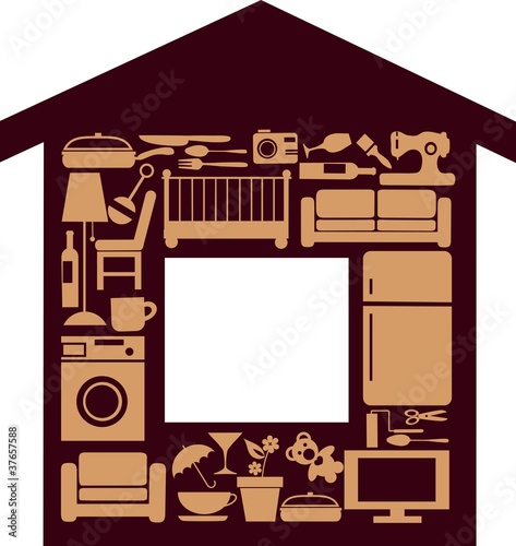 Vector: house set with furnitures and elctronics, vectp rillustration house set with furnitures and elctronics, vectp rillustration