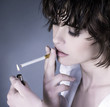 woman smoking a cigarette