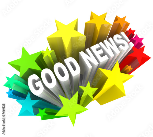 Illustration: Good News Announcement Message Words in Stars Good News Announcement Message Words in Stars