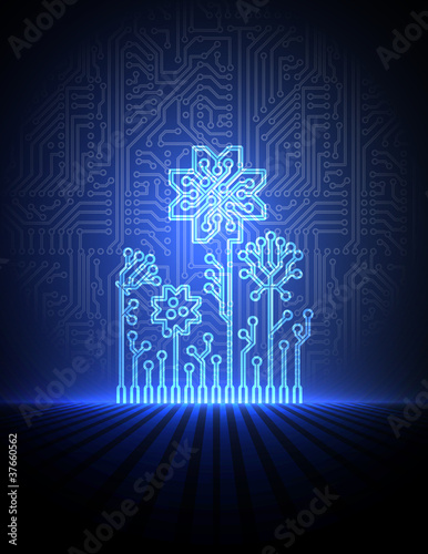 Vector: vector blue electronic flowers. eps10 vector blue electronic flowers. eps10