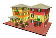 Piazza Architettura Liguria Scorcio-Little Town Square View-3D