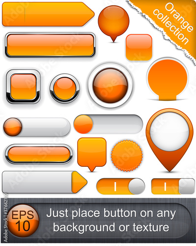 Vector: Orange high-detailed modern buttons. Orange high-detailed modern buttons.