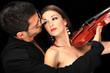 Beautiful lady with handsome man with violin Beautiful lady with handsome man with violin