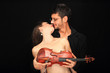 Beautiful lady with handsome man with violin Beautiful lady with handsome man with violin